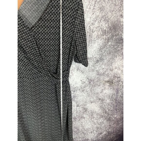 Dana Buchman Black Diamond Floral Pattern Wrap Dress Women's Large - Picture 8 of 10